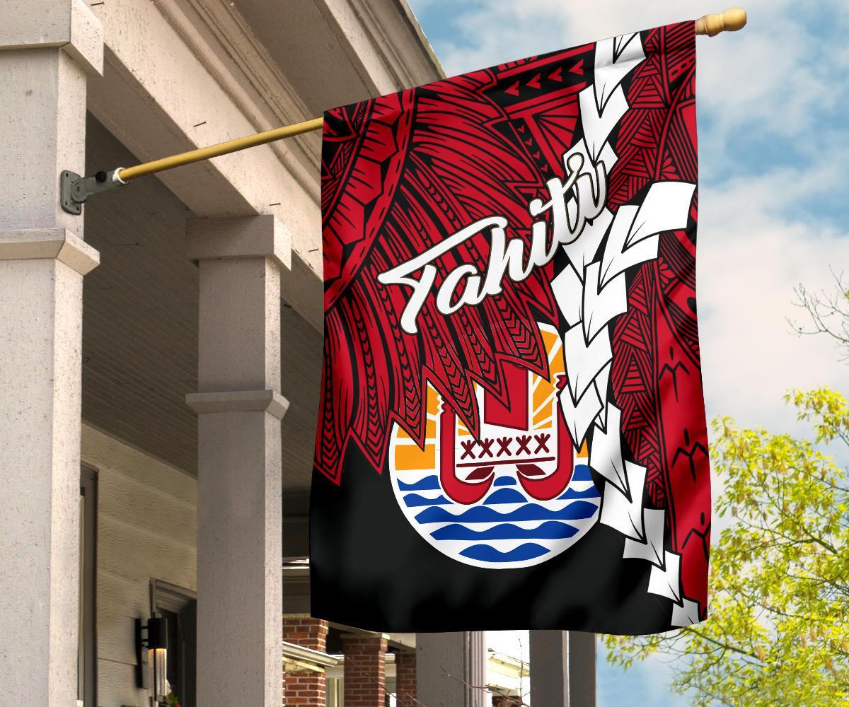 Tahiti Polynesian Flag - Tribal Wave Tattoo Blue Flag Style - Polynesian Pride