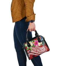 Tahiti Polynesian Shoulder Handbag - Summer Plumeria (Red) - Polynesian Pride