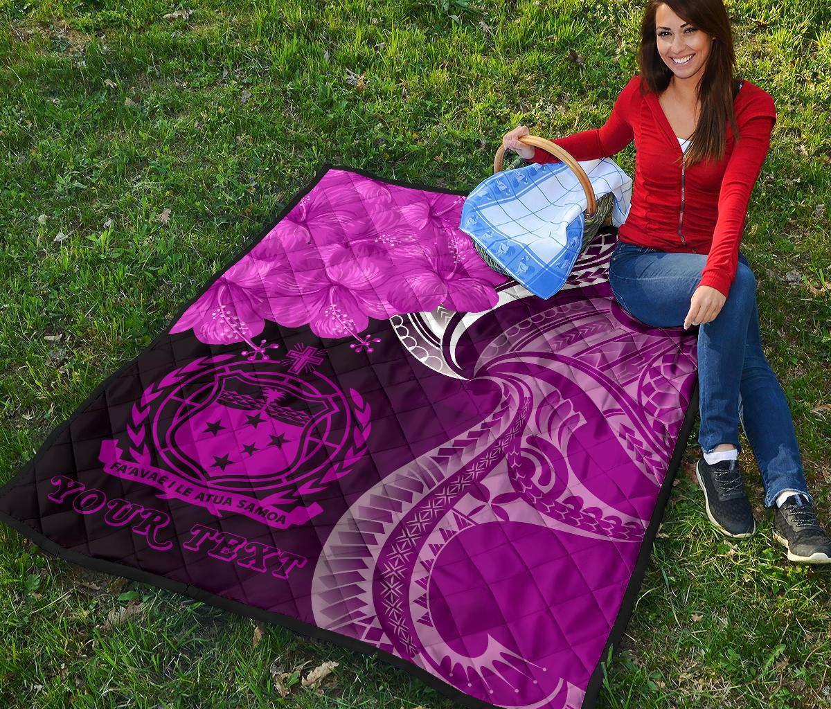 Samoa Custom Personalised Premium Quilt - Samoa Seal Wave Style (Pink) - Polynesian Pride