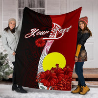 Palau Polynesian Custom Personalised Premium Blanket - Coat Of Arm With Hibiscus - Polynesian Pride