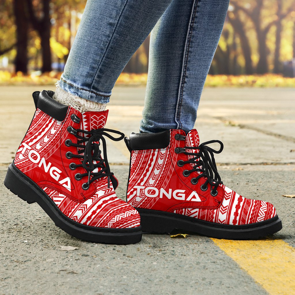 Tonga Leather Boots - Polynesian Flag Chief Version - Polynesian Pride