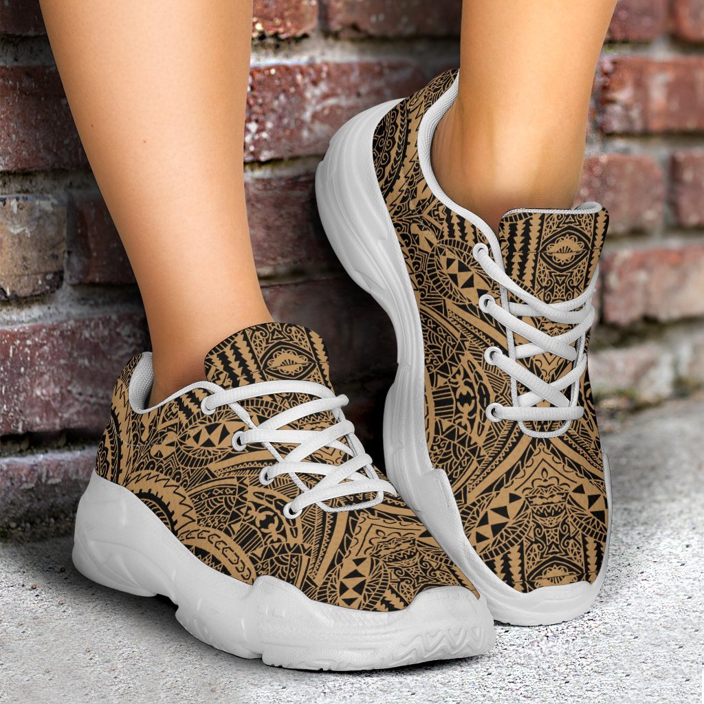 Polynesian Symmetry Gold Chunky Sneakers - Polynesian Pride