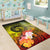 Polynesian Hawaii Area Rug - Humpback Whale with Tropical Flowers (Yellow) - Polynesian Pride