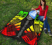 American Samoa Premium Quilt - American Samoa Seal Polynesian Reggae Tattoo - Polynesian Pride