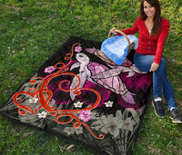 Hawaii Turtle Couple Valentine's Hibiscus Plumeria Premium Quilt - Valentine Style - AH - Polynesian Pride