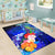 American Samoa Polynesian Custom Personalised Area Rug - Humpback Whale with Tropical Flowers (Blue) - Polynesian Pride