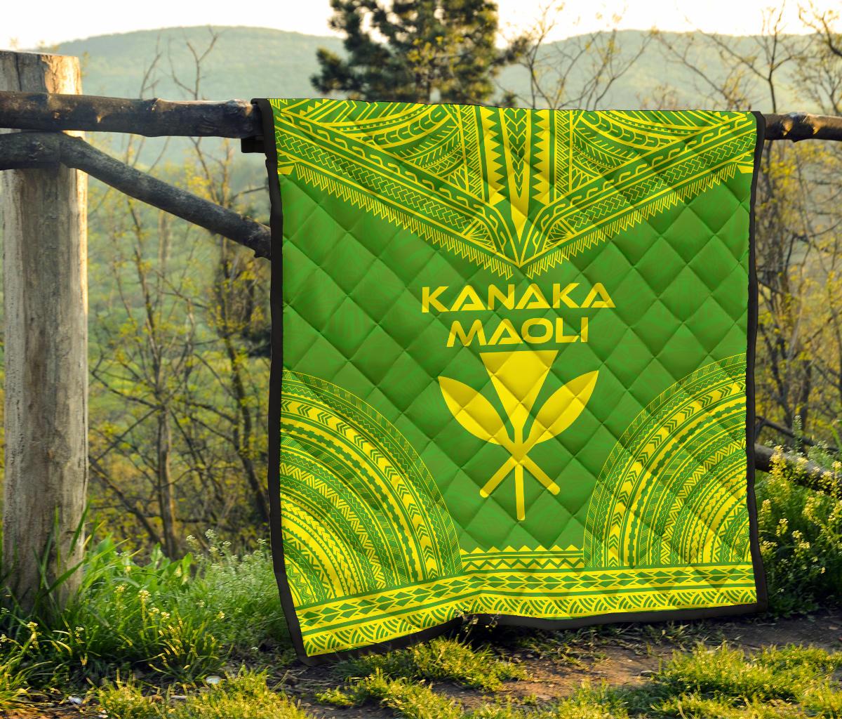 Hawaii Premium Quilt - Kanaka Maoli Polynesian Chief Green Version - Polynesian Pride
