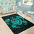 Hawaiian Map Turtle Ohana Hibiscus Kakau Polynesian Rug AH - Polynesian Pride