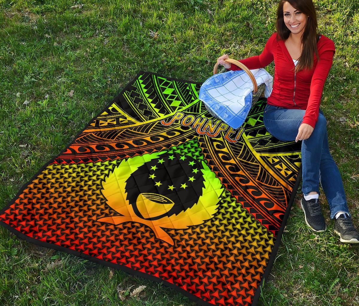 Polynesian Pohnpei Premium Quilt - Reggae Vintage Polynesian Patterns - Polynesian Pride