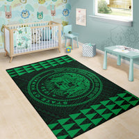 Kakau Seal Of Hawaii Polynesian - Green Rug - Polynesian Pride