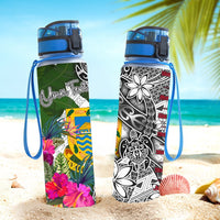 Tuvalu Custom Personalised Hydro Tracking Bottle White - Turtle Plumeria Banana Leaf - Polynesian Pride