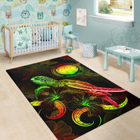 CNMI Polynesian Area Rugs - Turtle With Blooming Hibiscus Reggae - Polynesian Pride