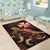 Wallis And Futuna Polynesian Area Rugs - Turtle With Blooming Hibiscus Gold - Polynesian Pride