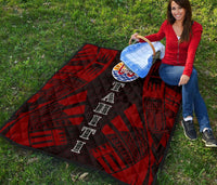 Tahiti Premium Quilt - Tahiti Flag Polynesian Red Tattoo - Polynesian Pride