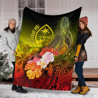 Guam Premium Blanket - Humpback Whale with Tropical Flowers (Yellow) - Polynesian Pride