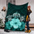 Polynesian Premium Blanket Turtle And Hibiscus Turquoise - Polynesian Pride