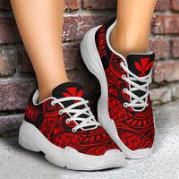 Kanaka White Chunky Sneakers Red - Circle Style - Polynesian Pride