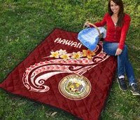 Hawaii Premium Quilt - Hawaii Seal Polynesian Patterns Plumeria - Polynesian Pride