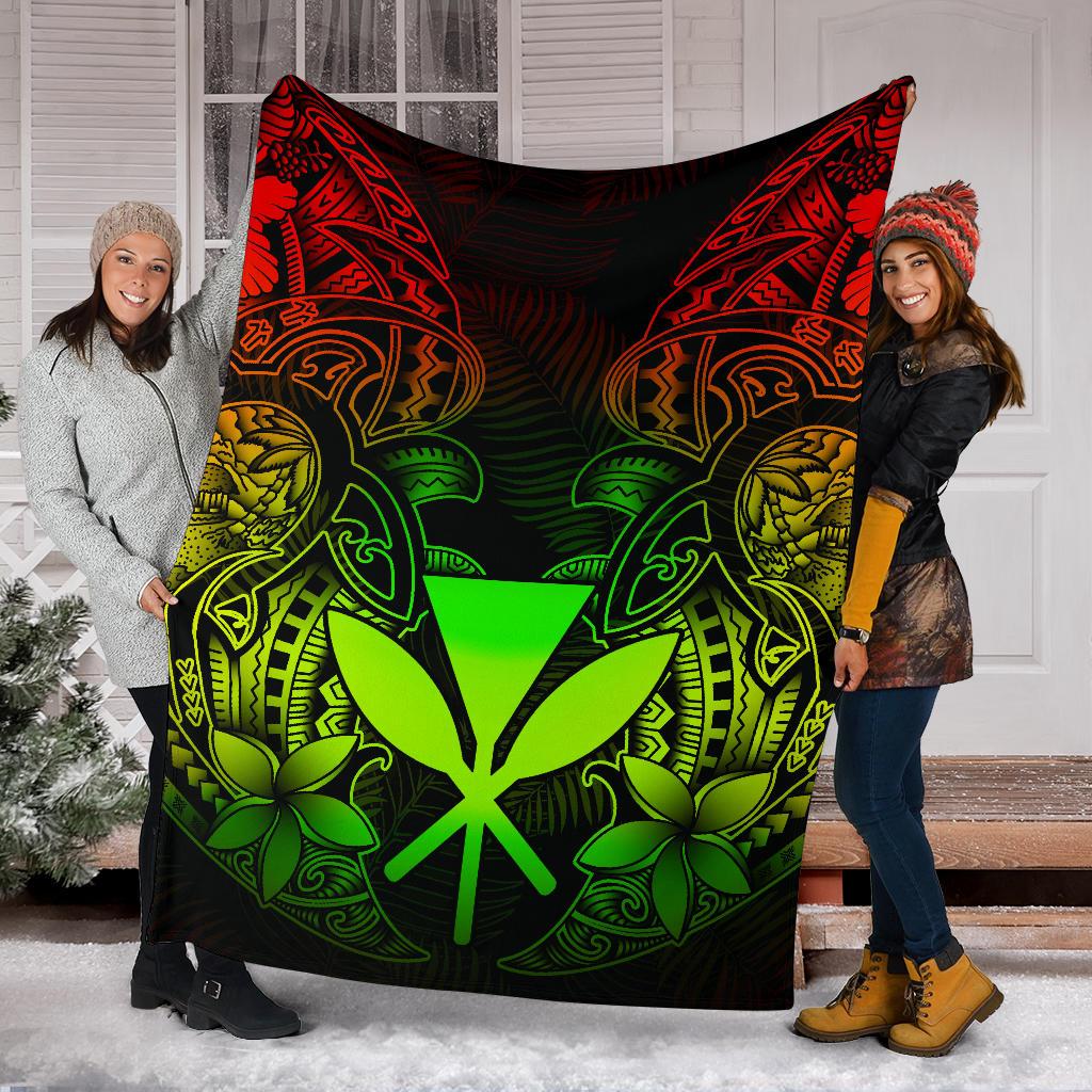 Polynesian Hawaii (Kanaka Maoli) Premium Blanket - Reggae Turtle Homeland - Polynesian Pride