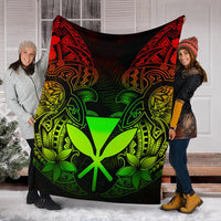 Polynesian Hawaii (Kanaka Maoli) Premium Blanket - Reggae Turtle Homeland - Polynesian Pride