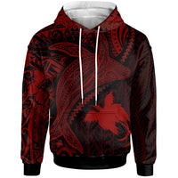 Papua New Guinea Hoodie Humpback Whale & Coat of Arms Red Unisex Red - Polynesian Pride