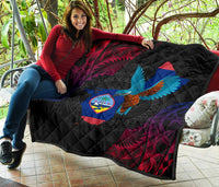 Guam Premium Quilt - KingFisher Bird With Map - Polynesian Pride