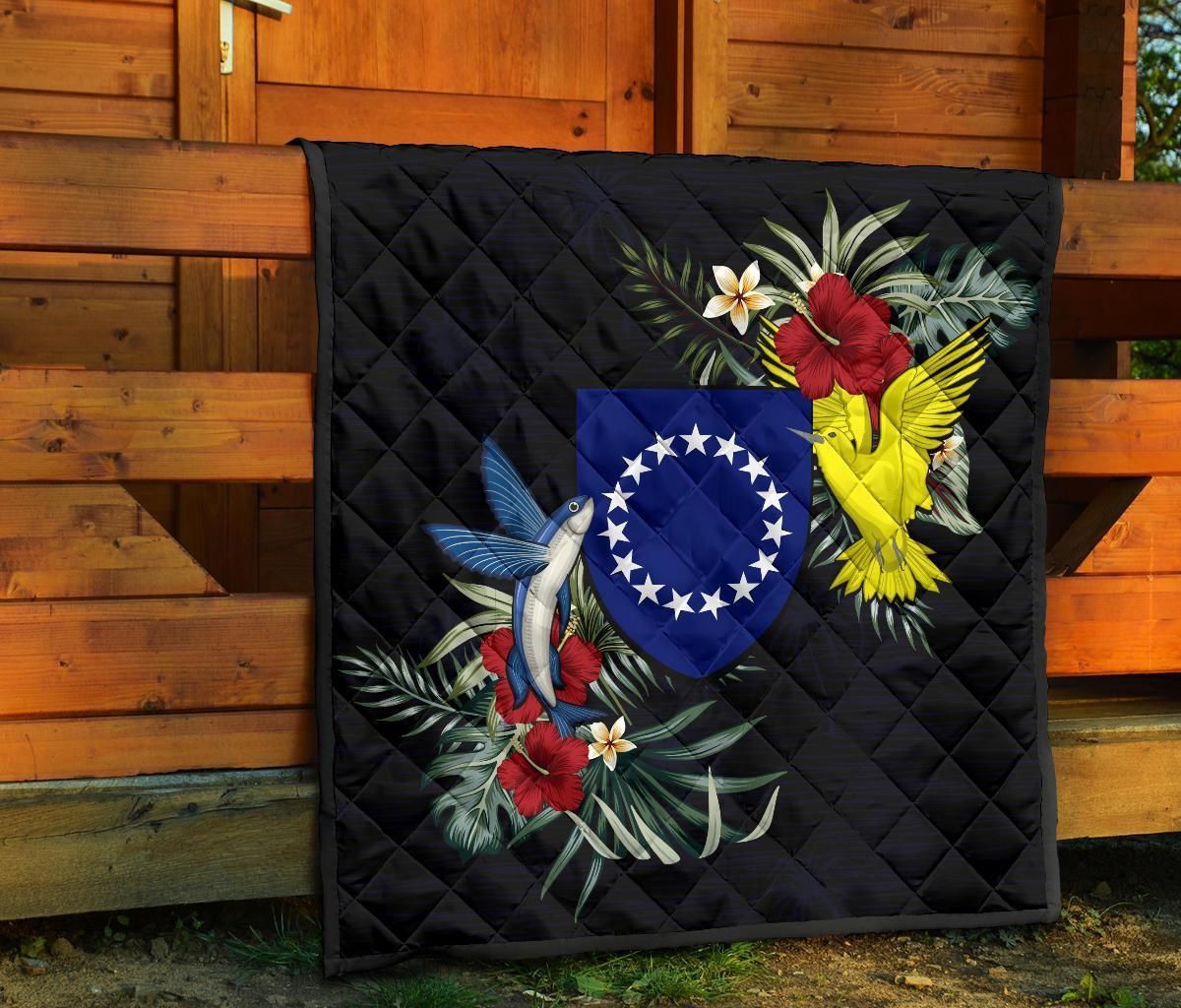 Cook Islands Hibiscus Coat Of Arms Premium Quilt - Polynesian Pride