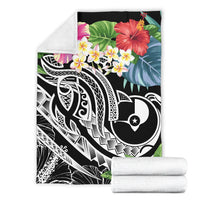 YAP Polynesian PREMIUM BLANKET - Summer Plumeria (Black) - Polynesian Pride