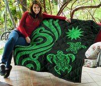 Nauru Premium Quilt - Green Tentacle Turtle - Polynesian Pride