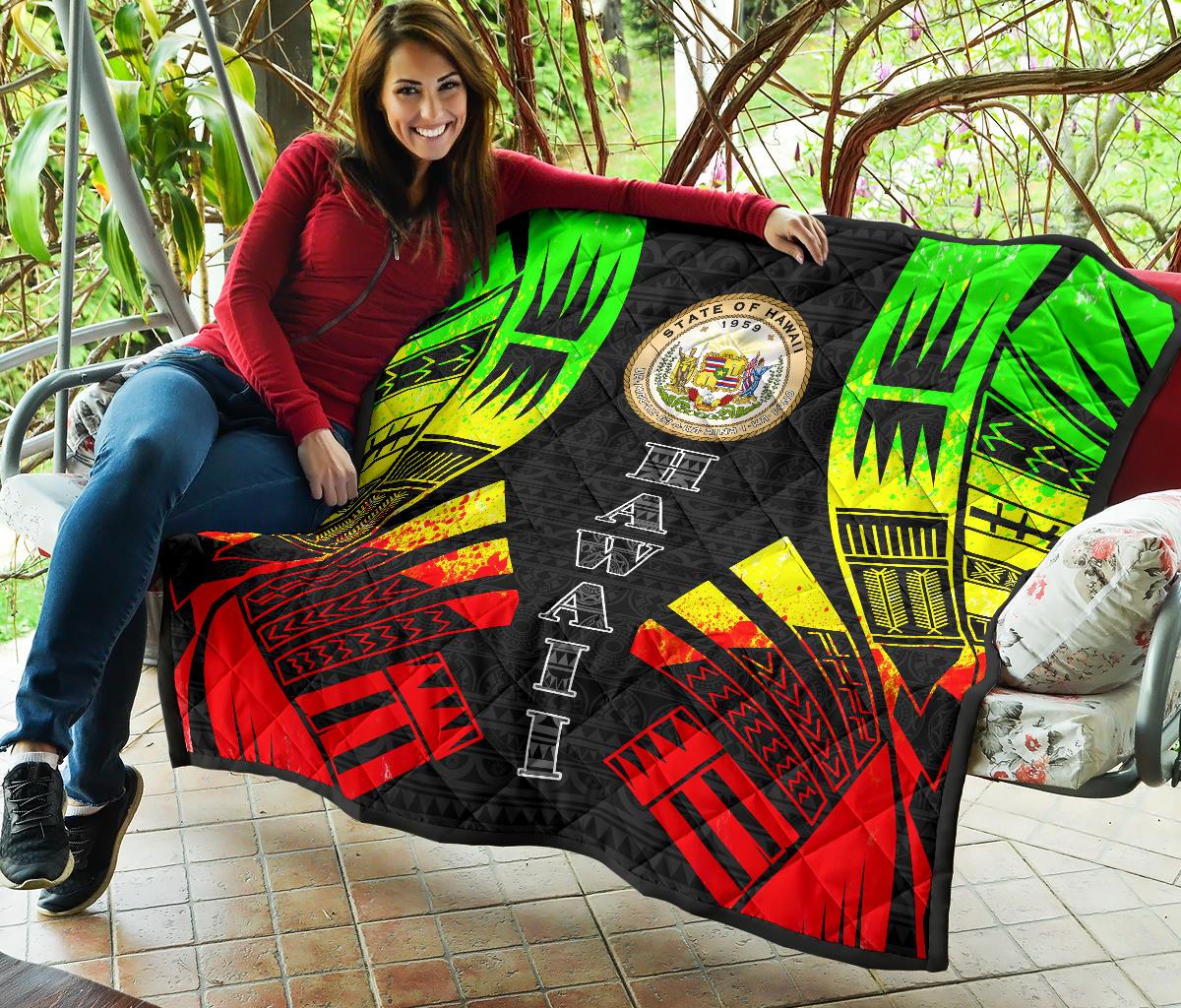 Hawaii Premium Quilt - Hawaii Seal Polynesian Reggae Tattoo - Polynesian Pride
