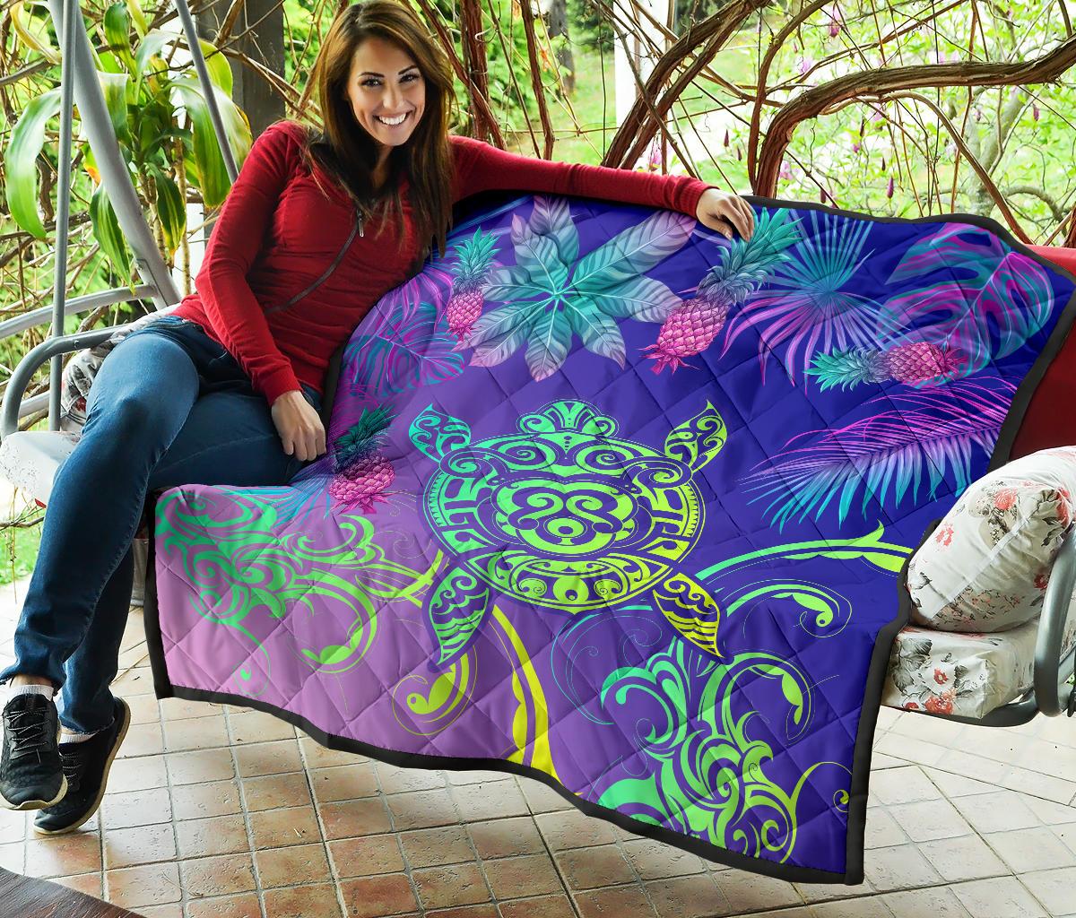 Hawaii Turtle Tropical Kanaka Maoli Premium Quilt - Yez Style - Polynesian Pride