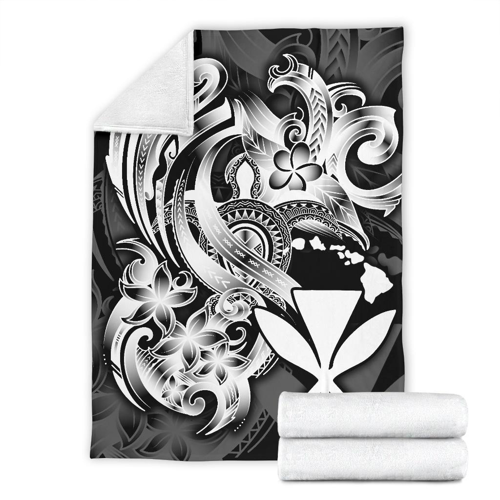 Polynesian Hawaii All Over Premium Blanket - Kanaka Maoli White Turtle - Polynesian Pride