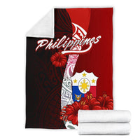 Philippines Polynesian Premium Blanket - Coat Of Arm With Hibiscus - Polynesian Pride