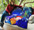 American Samoa Polynesian Premium Quilt - Humpback Whale with Tropical Flowers (Blue) - Polynesian Pride