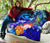 Polynesian Hawaii Premium Quilt - Kanaka Maoli Humpback Whale with Tropical Flowers (Blue) - Polynesian Pride