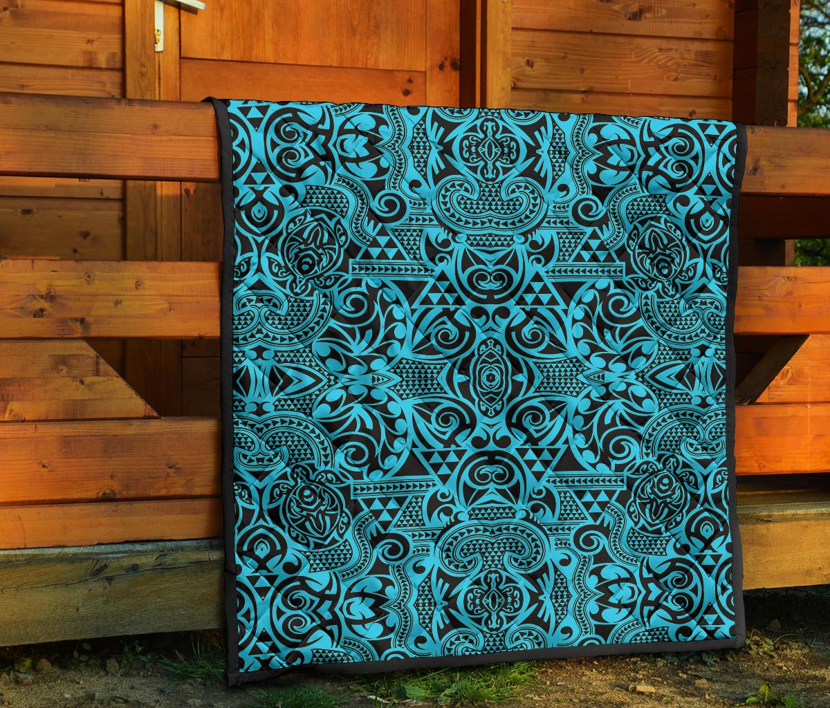 Polynesian Premium Quilt Grown Blue White - Polynesian Pride