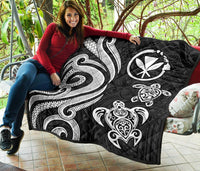 Hawaii Premium Quilt - White Tentacle Turtle - Polynesian Pride