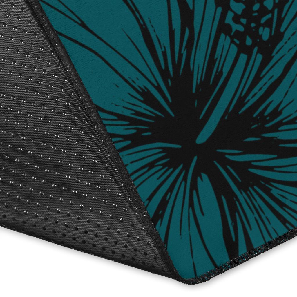 Tahiti Polynesian Area Rug - Summer Plumeria (Turquoise) - Polynesian Pride