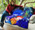 Polynesian Hawaii Premium Quilt - Humpback Whale with Tropical Flowers (Blue) - Polynesian Pride