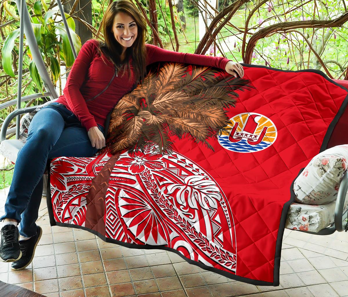 French Polynesia Premium Quilt - Palm Tree Polynesian Pattern - Polynesian Pride