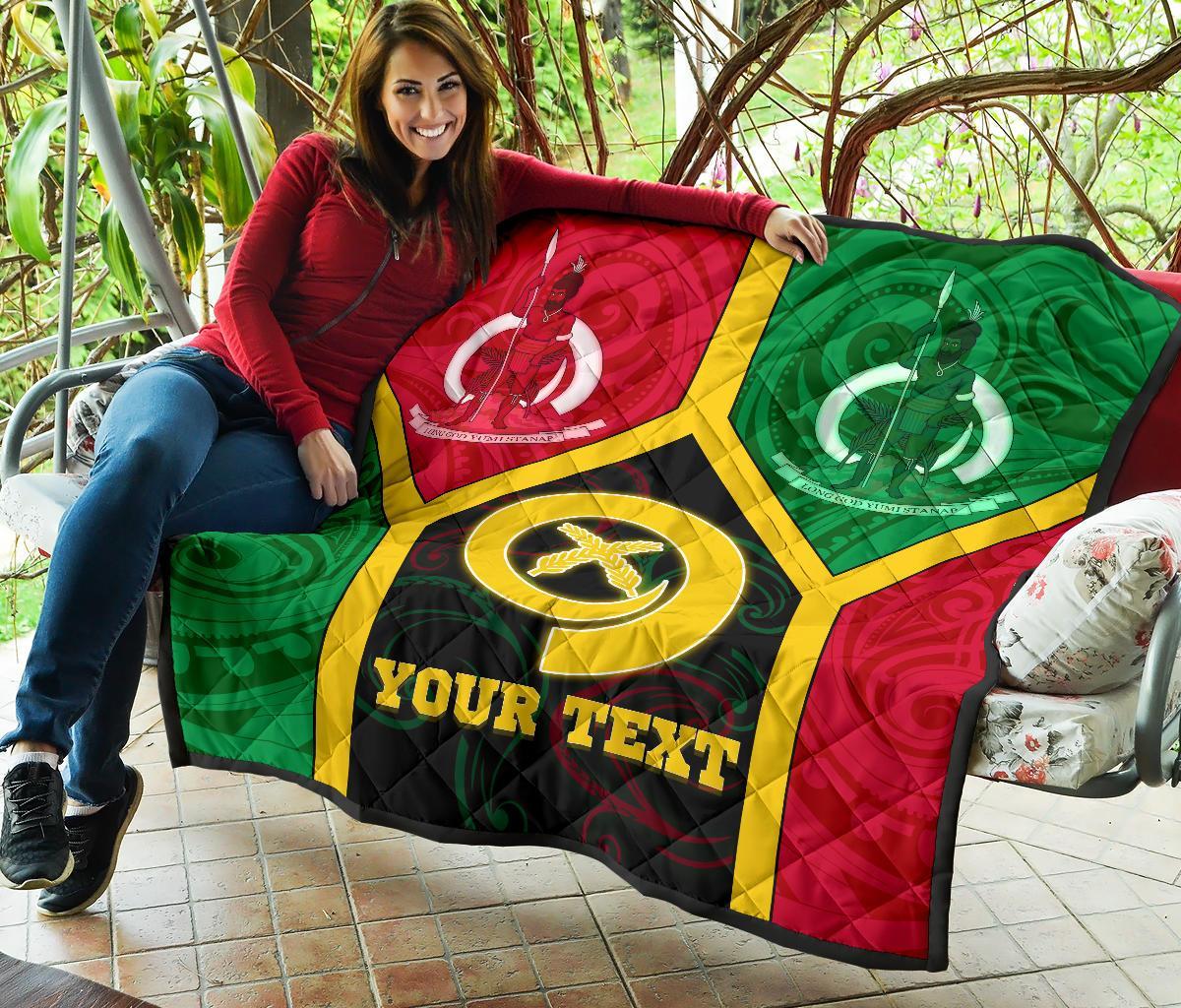 Polynesian Vanuatu Custom Personalised Premium Quilt - Vanuatu Flag and Coat Of Arms - Polynesian Pride