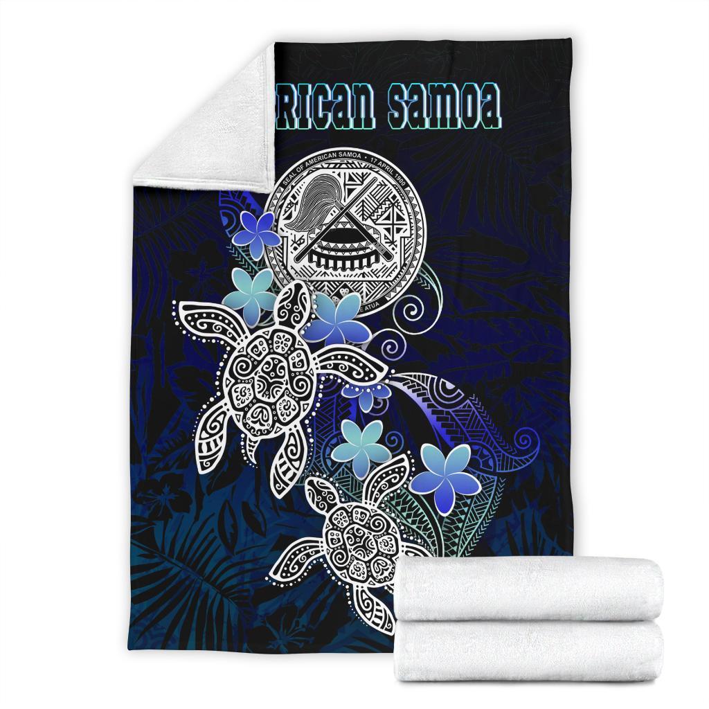 American Samoa Polynesian Premium Blanket - Blue Turtle Couple - Polynesian Pride