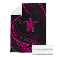 Hawaii Turtle Hibicus Premium Blanket - Frida Style - Pink - Polynesian Pride