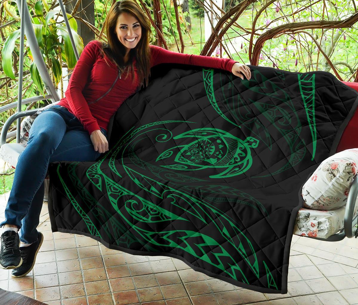 Hawaii Turtle Premium Quilt - Green - Frida Style - Polynesian Pride