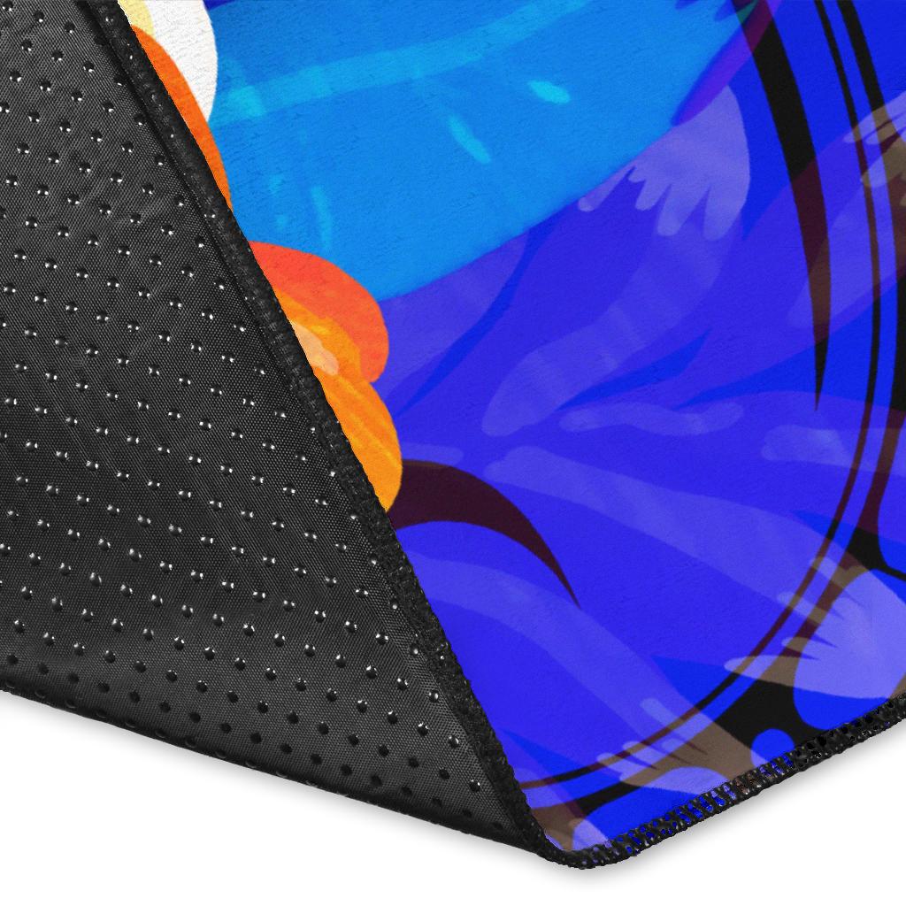 Custom Personalised Samoa Area Rug - Humpback Whale with Tropical Flowers (Blue) - Polynesian Pride