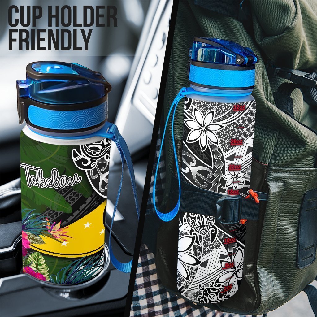 Tokelau Hydro Tracking Bottle - Turtle Plumeria Banana Leaf - Polynesian Pride