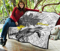 Hawaii Premium Quilt - Turtle Palm Tree White - Polynesian Pride