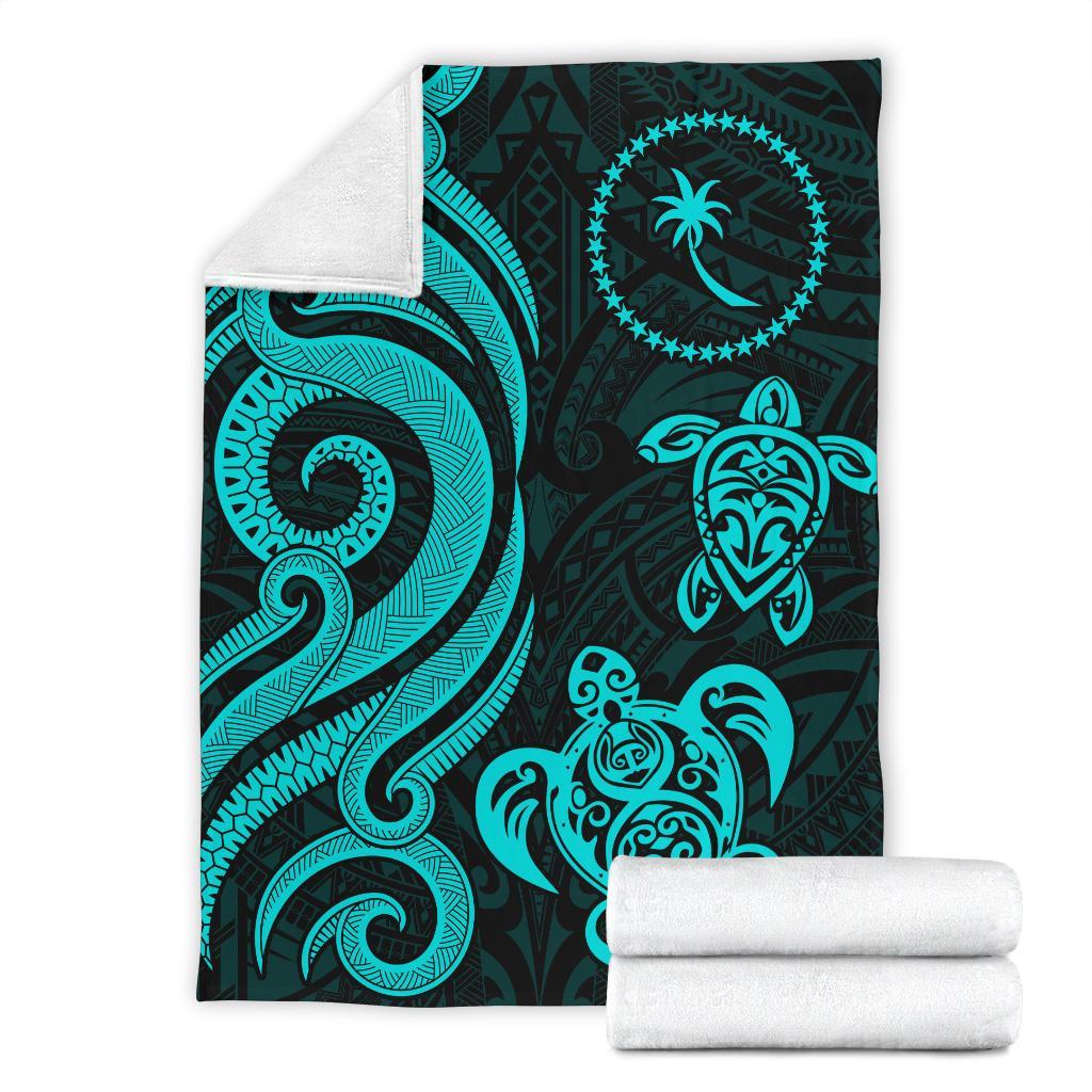 Chuuk Micronesian Premium Blanket - Turquoise Tentacle Turtle - Polynesian Pride