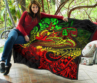 Vanuatu Polynesian Premium Quilt - Reggae Shark Polynesian Tattoo - Polynesian Pride