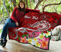 Samoa Custom Personalised Premium Quilt - Turtle Plumeria (Red) - Polynesian Pride